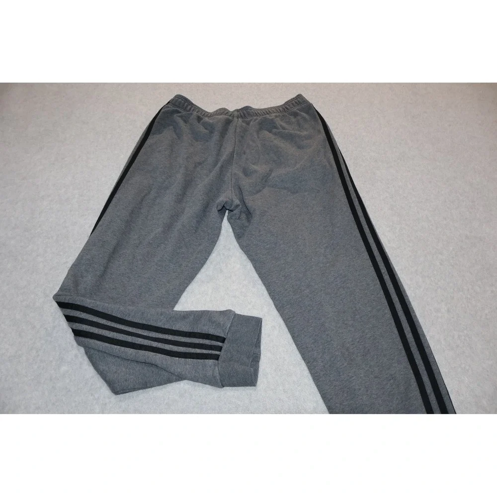 Adidas Sweatpants Mens Medium Gray Black 3-Stripe Joggers Gym Workout
